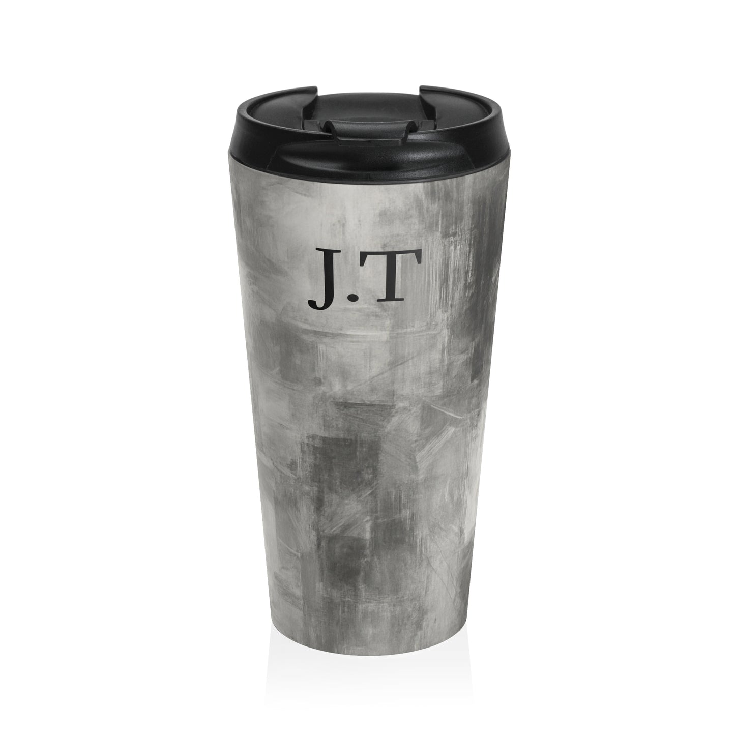 Monogram Initials Gray Marble Travel Mug | Personalized Stainless Steel Tumbler - TRV