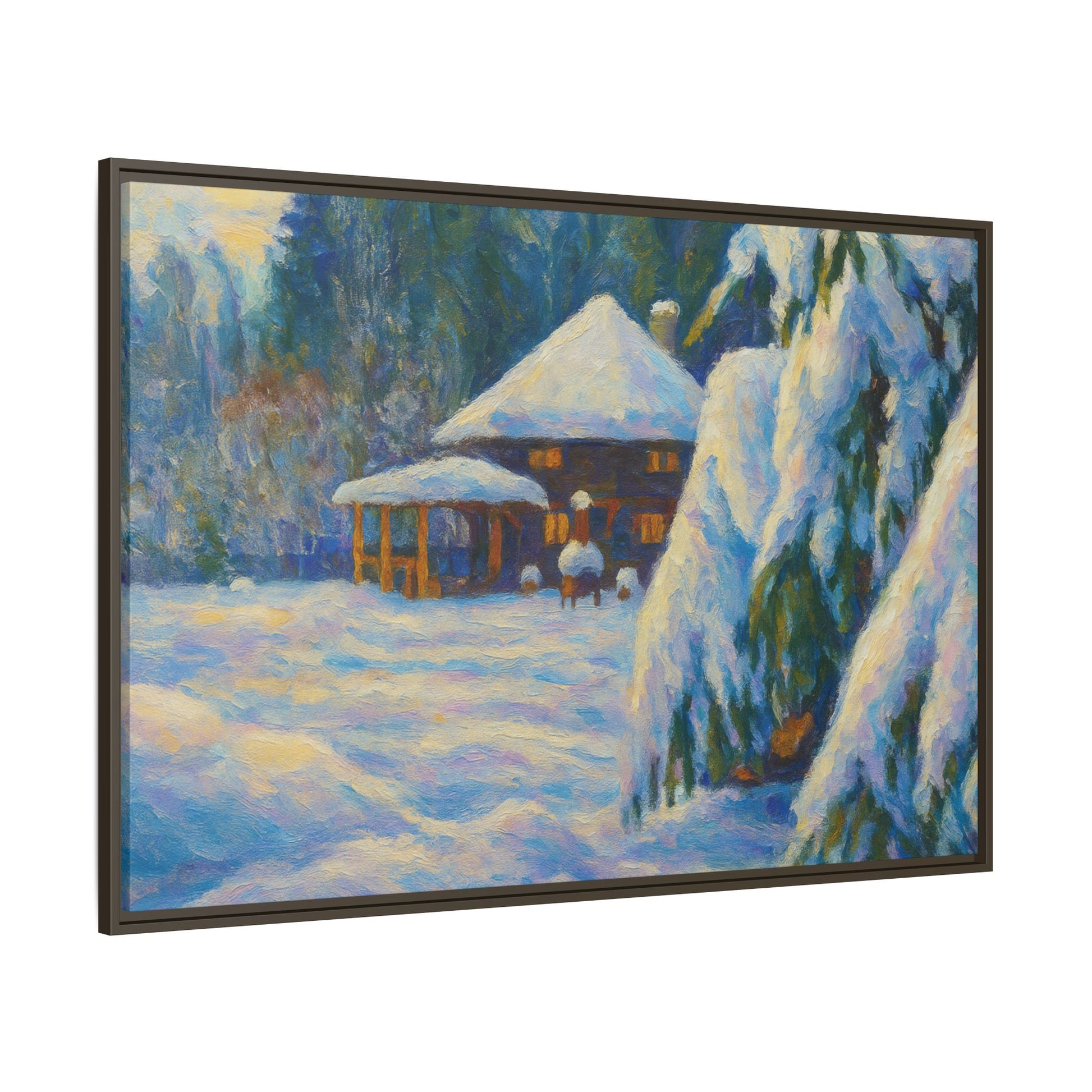 Canvas Art, Winter Scene Home Decor, Seasonal Gift for Art Lovers, Holidays Wall Art, Framed Painting, Matte Print - TRV