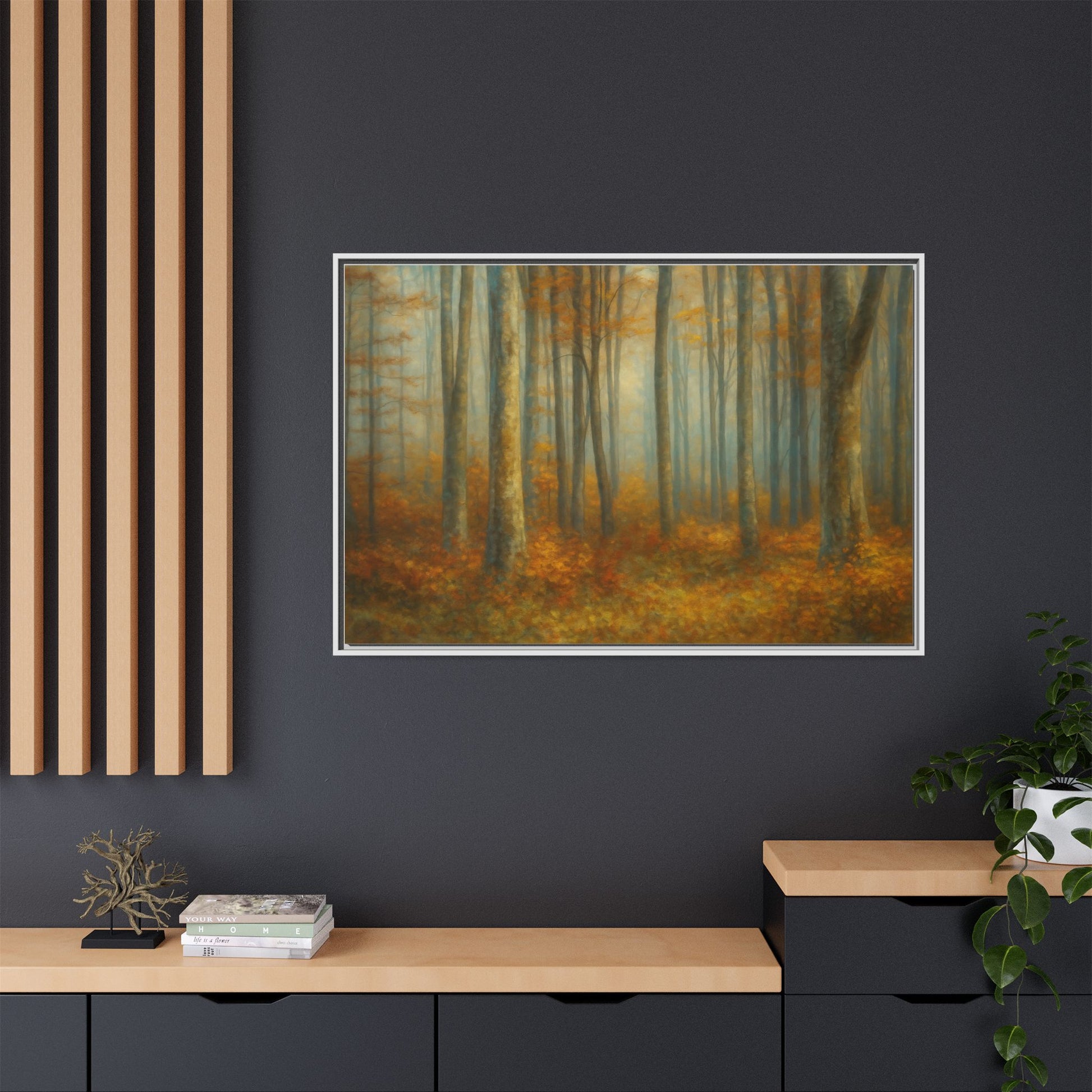 Autumn Forest Canvas Art, Framed Wall Decor, Rustic Home Decor, Nature Artwork, Gift for Nature Lovers - TRV