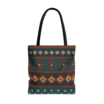 Southwestern Diamond Pattern Tote Bag | Aztec Tribal Geometric Print - TRV