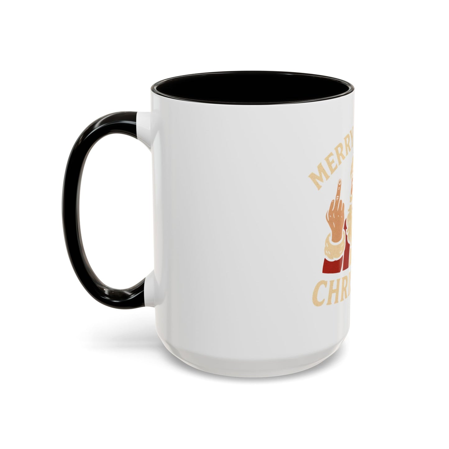 Irreverent Merry Christmas Mug — Funny Santa Middle Finger Coffee Cup (11oz & 15oz)