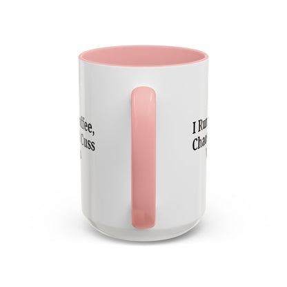 Funny Black Accent Coffee Mug - "I Run on Coffee, Chaos, and Cuss Words" - Ideal Gift for Coffee Lovers - TRV