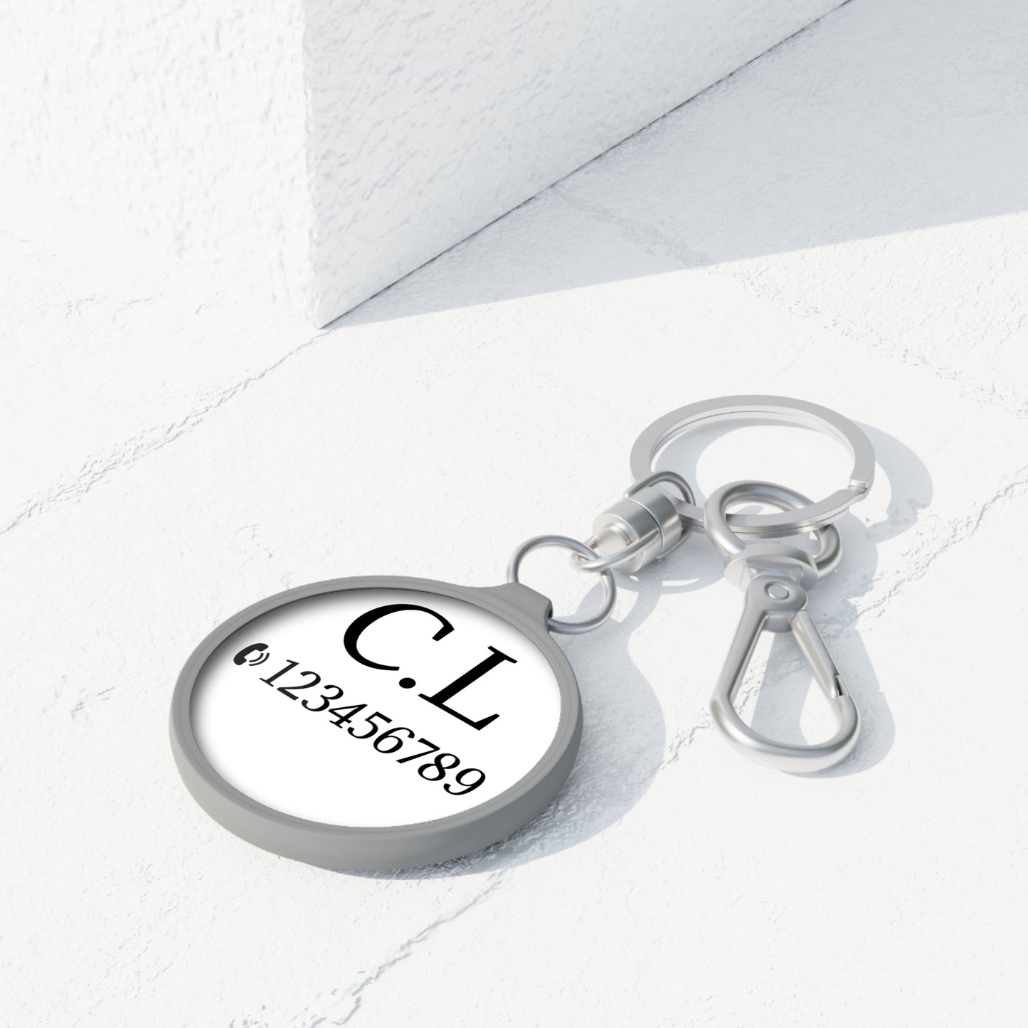 Monogram Initials Keyring Tag | Personalized Round Keychain - TRV