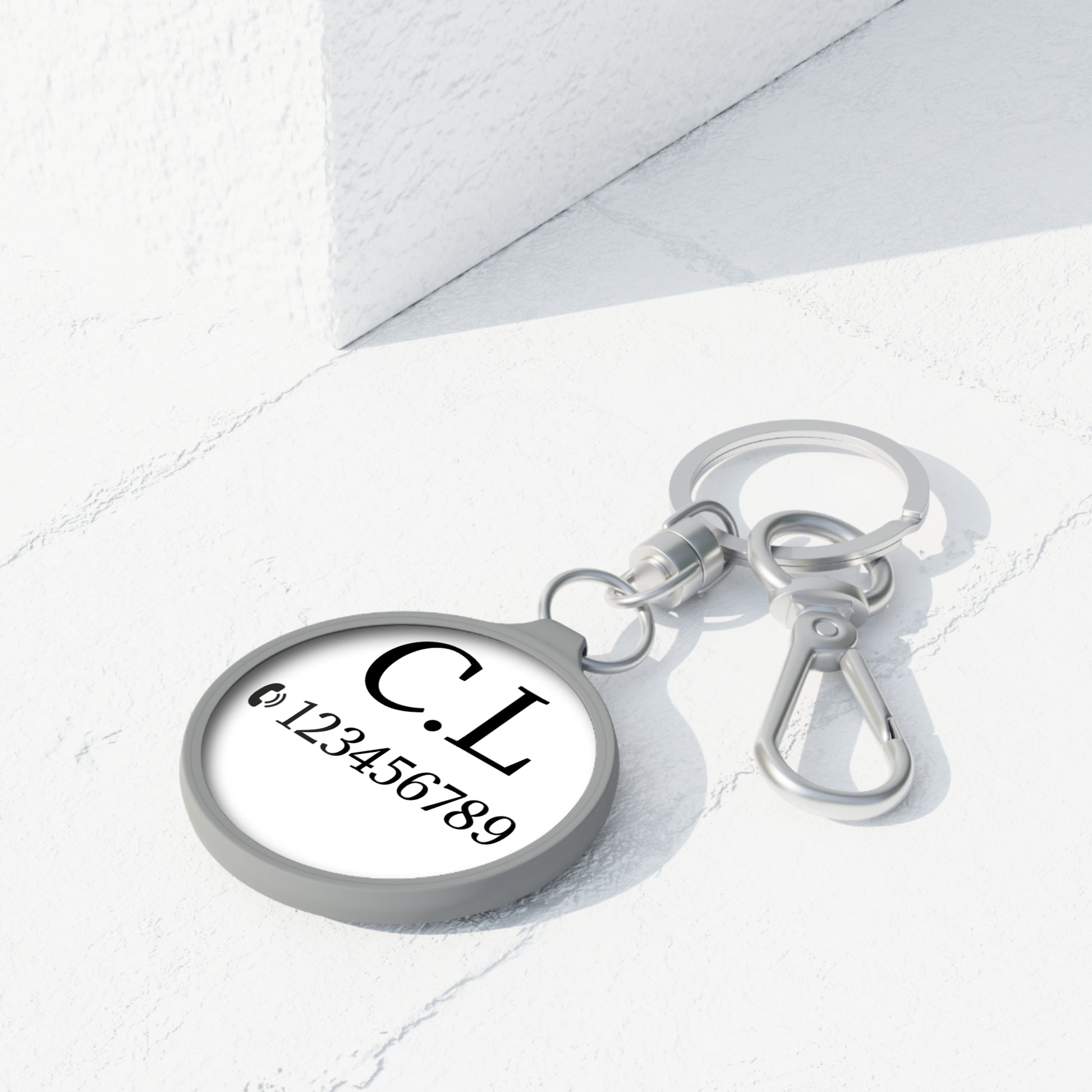 Monogram Initials Keyring Tag | Personalized Round Keychain - TRV