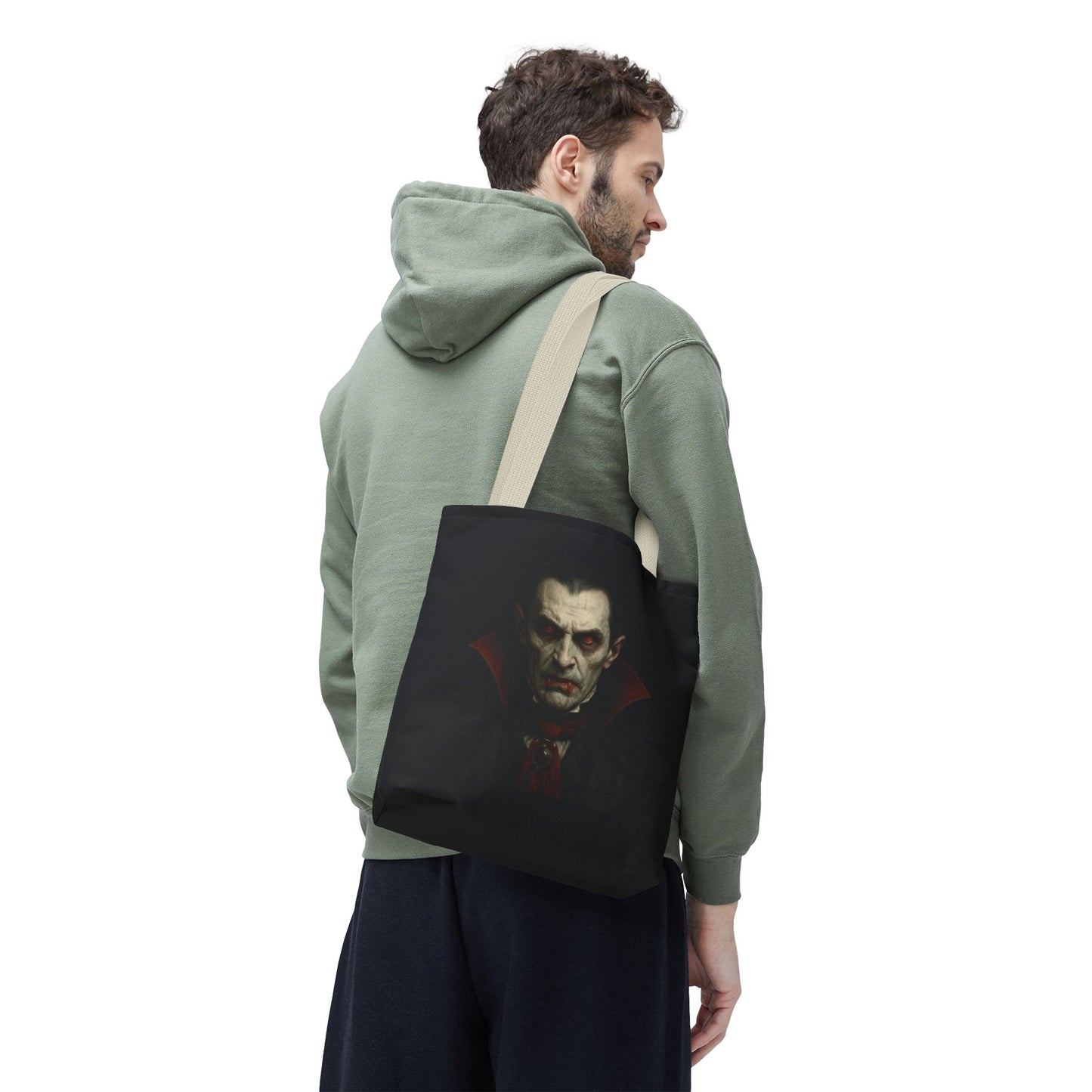 Vampire Haunted Tote Bag, Spooky Shopping Bag, Halloween Accessory, Gothic Style Handbag, Perfect for Halloween Parties, Unisex Tote - TRV