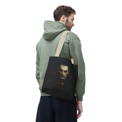 Vampire Haunted Tote Bag, Spooky Shopping Bag, Halloween Accessory, Gothic Style Handbag, Perfect for Halloween Parties, Unisex Tote - TRV