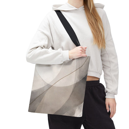 Neutral Abstract Watercolor Waves Tote Bag | All-Over Print