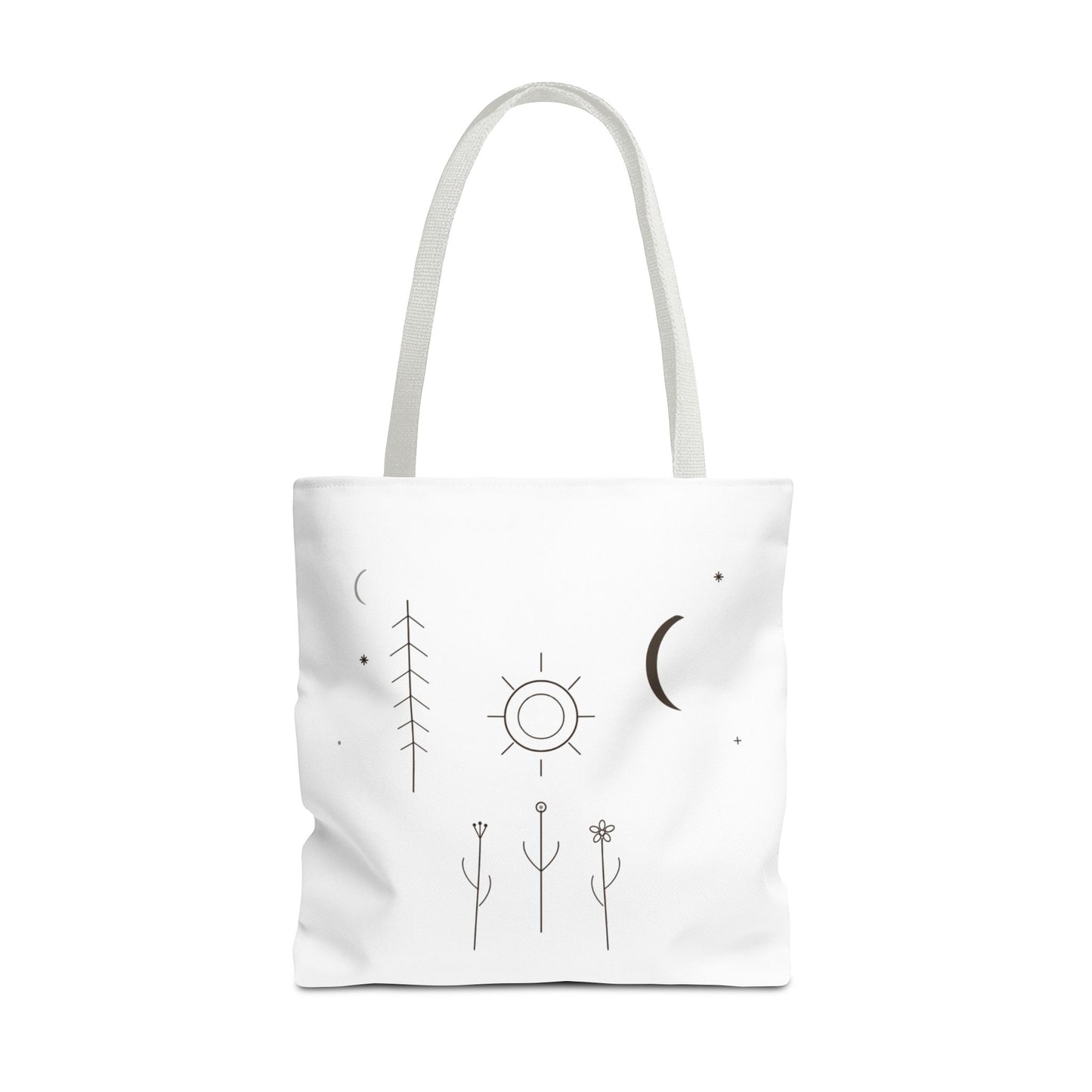Minimal Moon and Sun Botanical Tote | Celestial Line Art Bag
