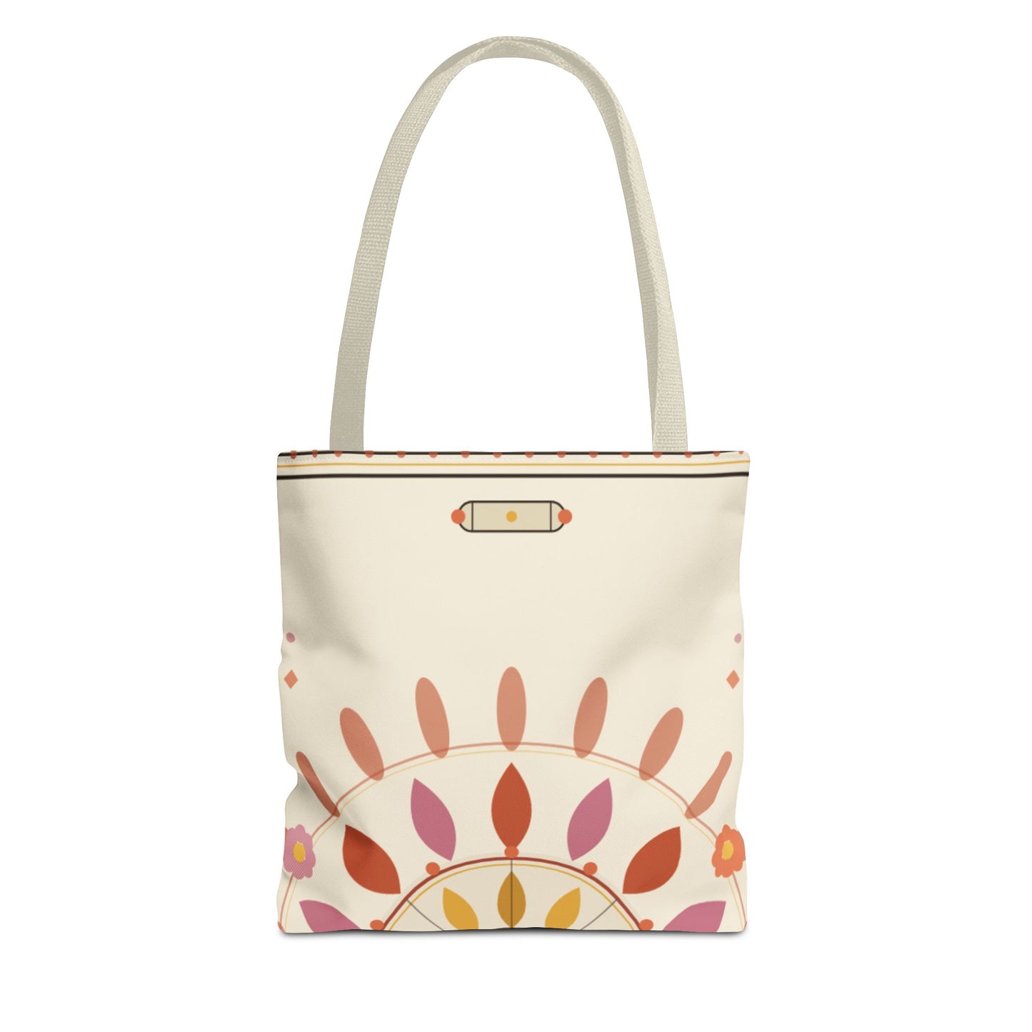 Boho Floral Mandala Tote Bag | Pastel Sunburst Pattern