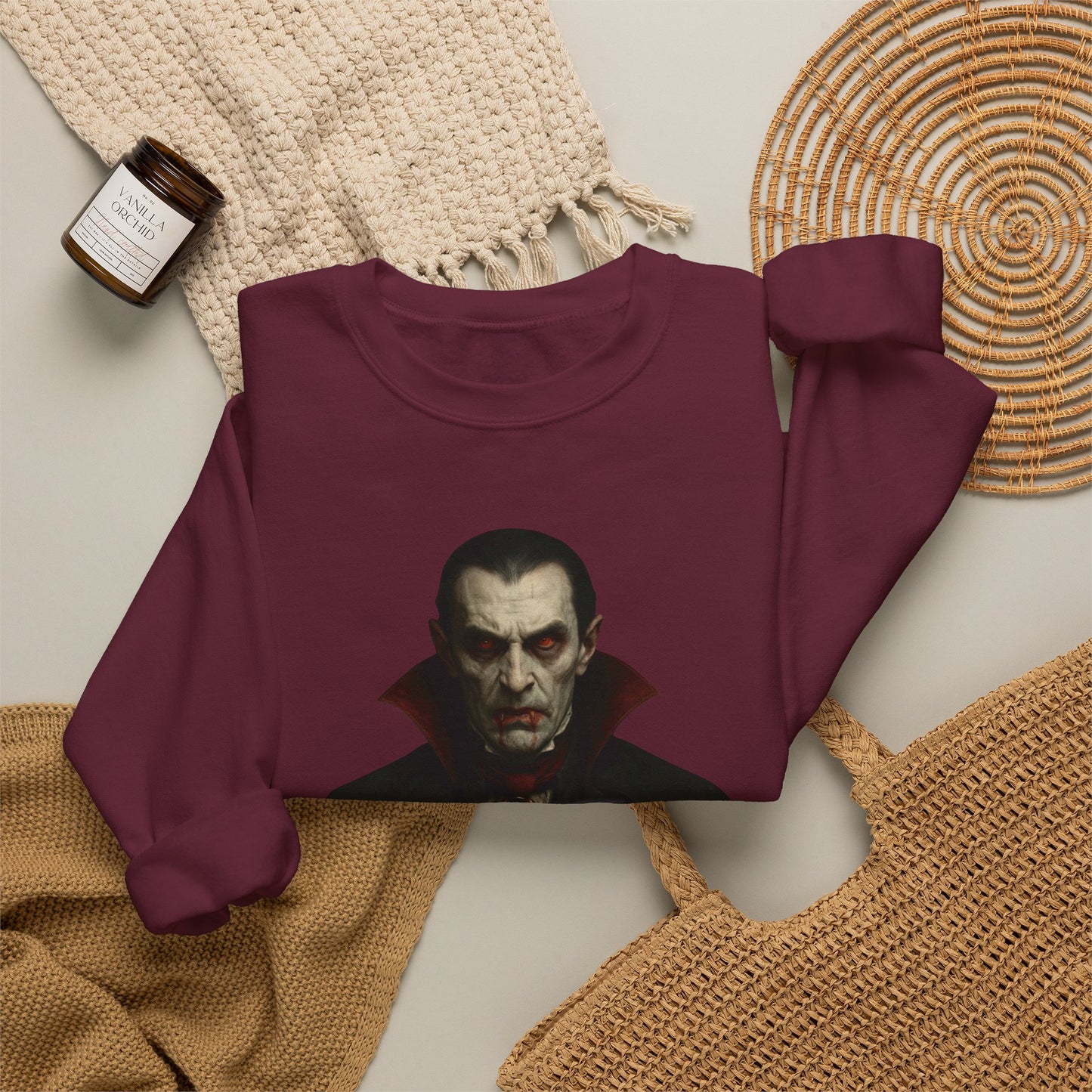 Gothic Horror Sweatshirt, Cozy Vampire Sweatshirt, Spooky Apparel, Halloween Costume Top, Unisex Halloween Sweatshirt