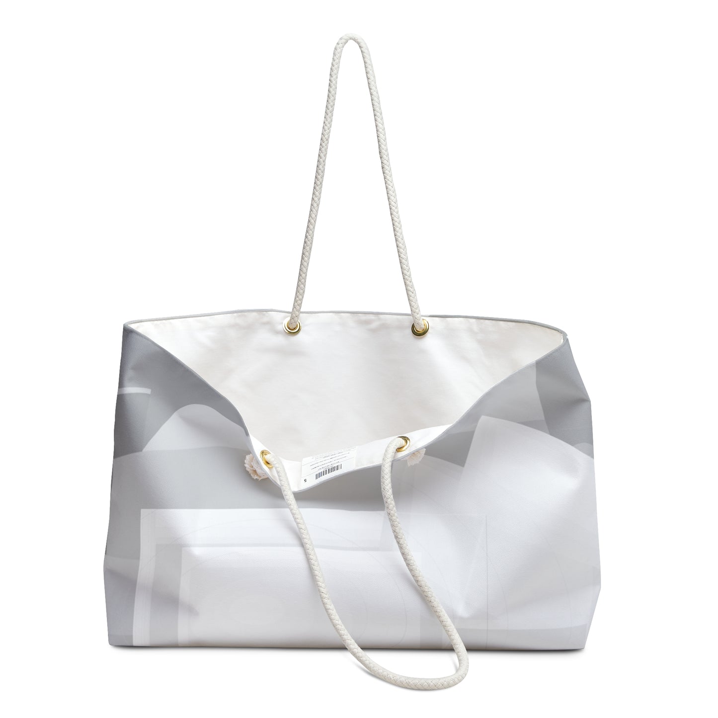 Gray abstract geometric pattern weekender bag from Printify, a neutral travel tote with spacious interior and stylish design.