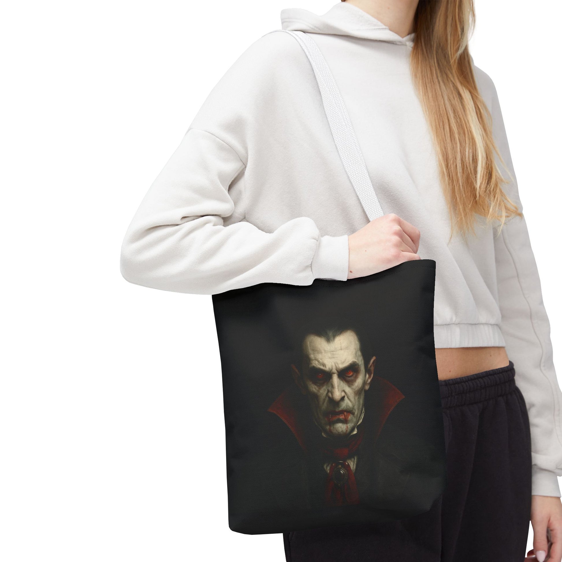 Vampire Haunted Tote Bag, Spooky Shopping Bag, Halloween Accessory, Gothic Style Handbag, Perfect for Halloween Parties, Unisex Tote - TRV