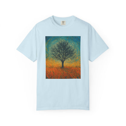 Nature-Themed Unisex Garment-Dyed T-Shirt - Tree Design, Bohemian Tee, Nature Lover Gift, Eco-Friendly Fashion, Casual Wear - TRV