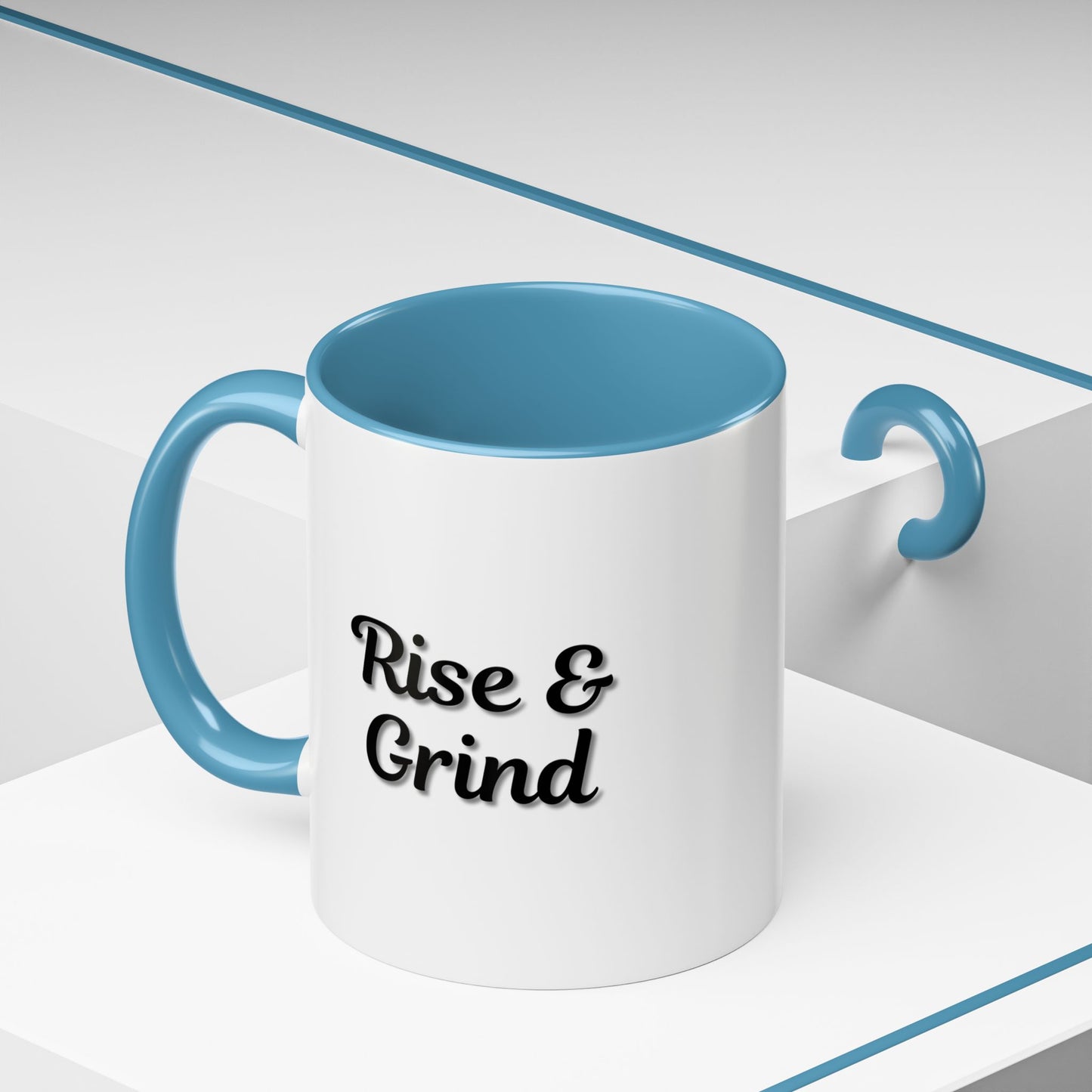 Motivational Rise & Grind Coffee Mug, Black Accent Mug, Daily Inspiration, Gift for Coffee Lovers, 11oz 15oz Ceramic Cup