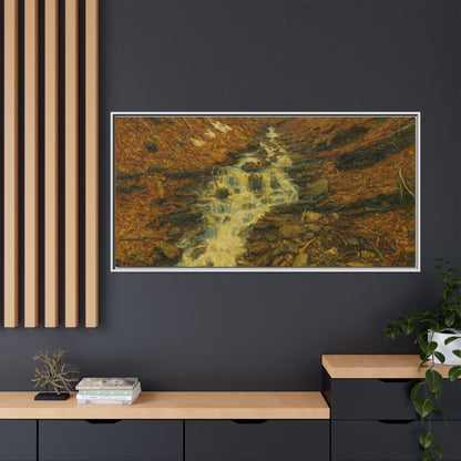 Serene Abstract Nature Canvas Art, Framed Wall Decor, Rustic Home Accent, Earthy Tone Artwork, Tranquil River Scene - TRV