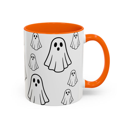 Cute Ghost Accent Coffee Mug, Halloween Mug, Spooky Drinkware, Gift for Ghost Lovers, Seasonal Decor, Unique Coffee Cup - TRV