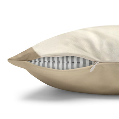 Beige Abstract Wave Pillowcase | Faux Suede Square Pillow Cover