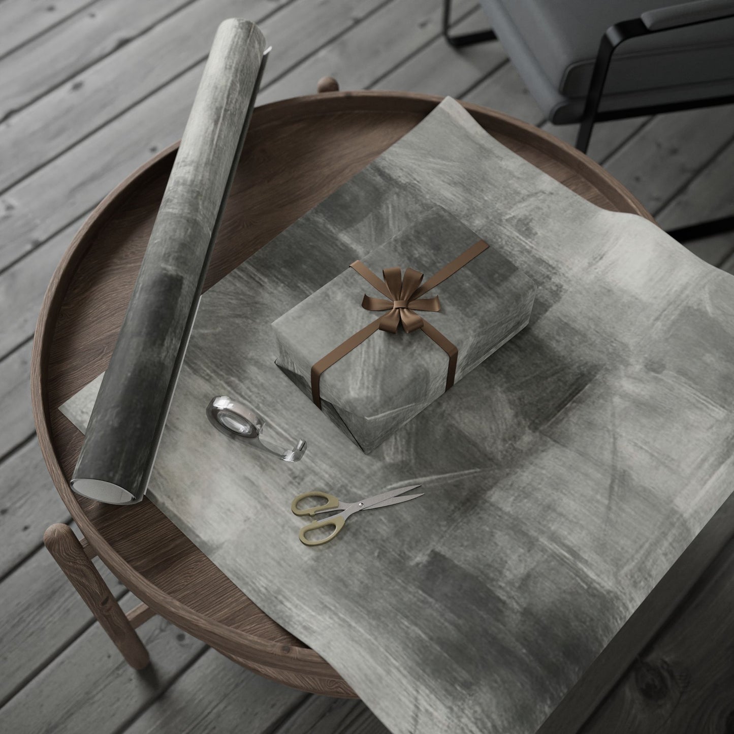 Gray Marble Wrapping Paper Roll — Neutral Watercolor Gift Wrap for Weddings, Birthdays & Minimalist Packaging