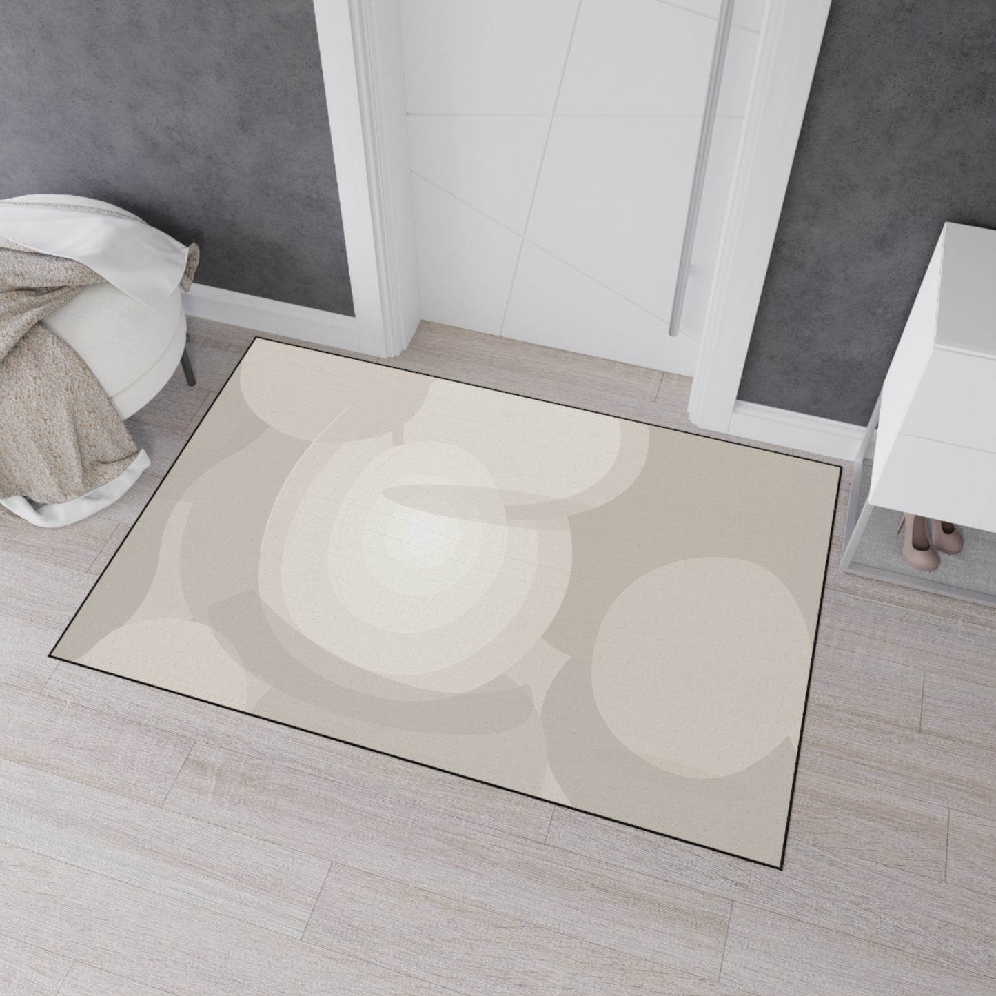 Neutral Abstract Circles Heavy Duty Floor Mat | Non-Slip Entry Rug