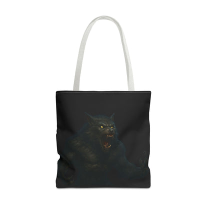 Fierce Werewolf Tote Bag, Halloween Accessories, Dark Art Tote, Animal Lover Gift, Geeky Shopping Bag - TRV