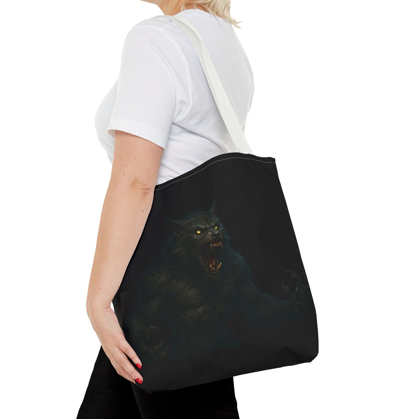 Fierce Werewolf Tote Bag, Halloween Accessories, Dark Art Tote, Animal Lover Gift, Geeky Shopping Bag - TRV