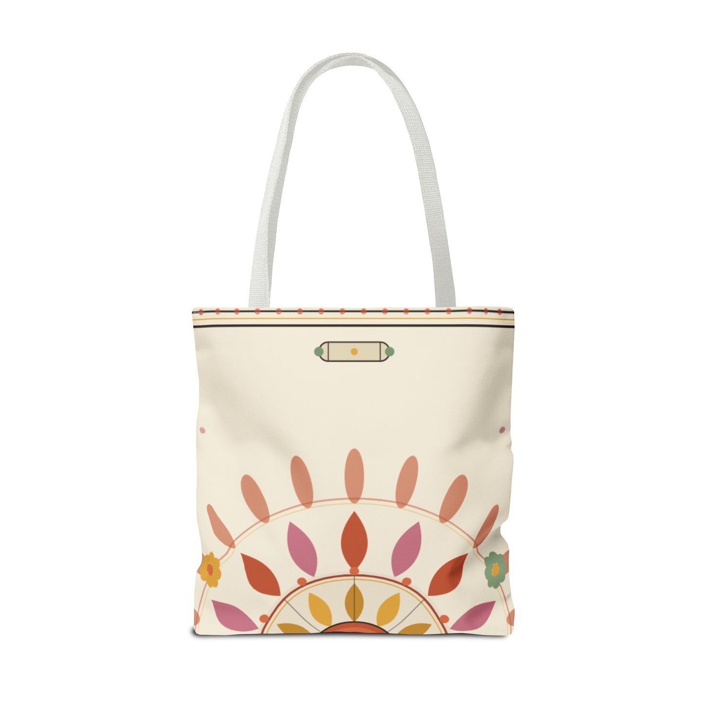 Boho Floral Mandala Tote Bag | Pastel Sunburst Pattern