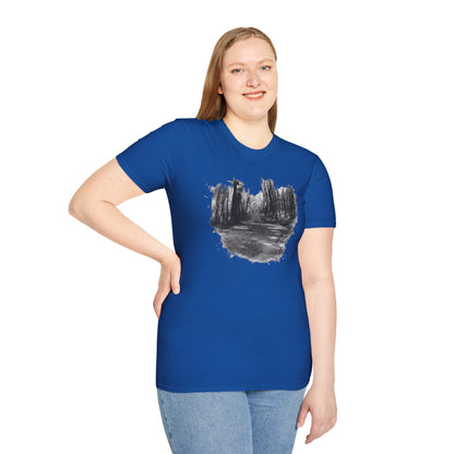 Minimalist Nature-Inspired Unisex Softstyle T-Shirt, Casual Wear, Everyday Style, Gift for Nature Lovers, Eco-Friendly Fashion