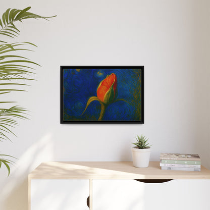 Red Rose Bud Painting Canvas Framed | Matte Wall Art - TRV