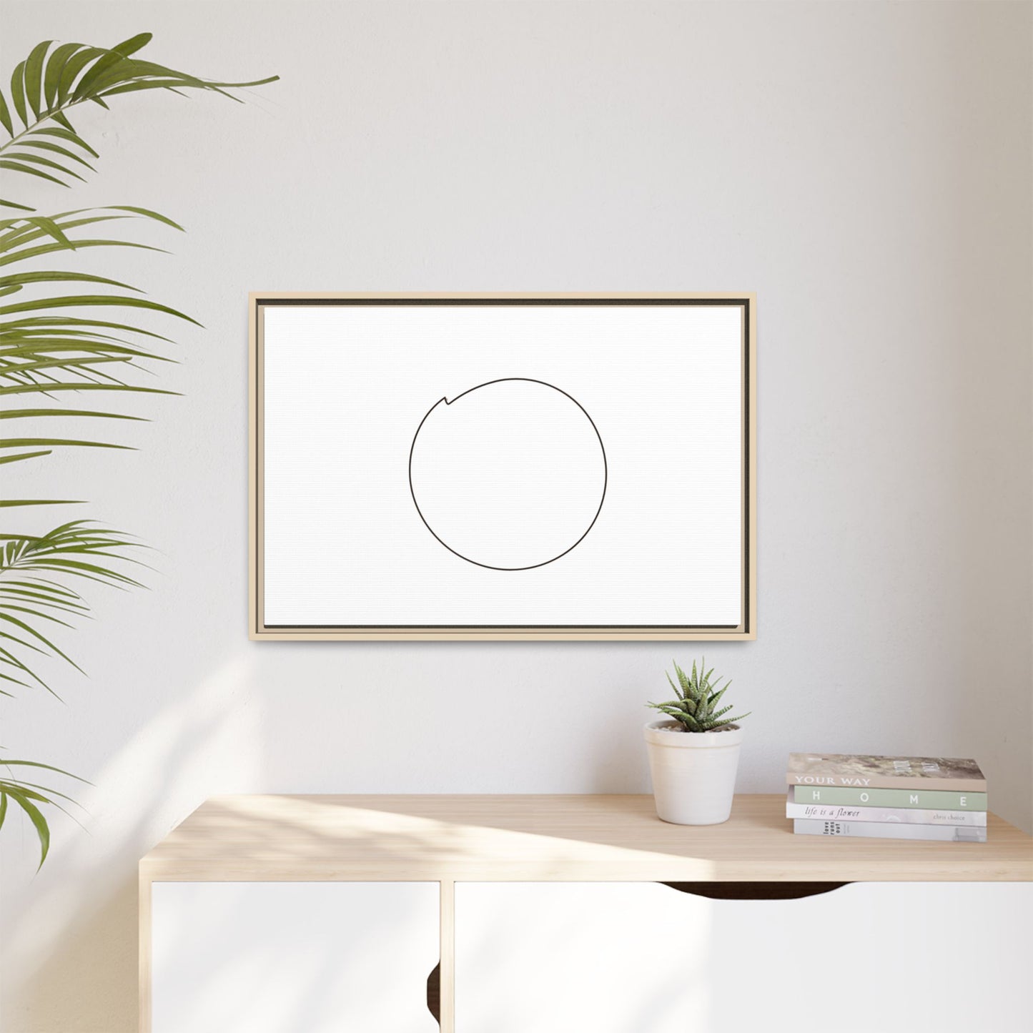 Minimal Circle Line Matte Canvas Framed | Modern Abstract Wall Art