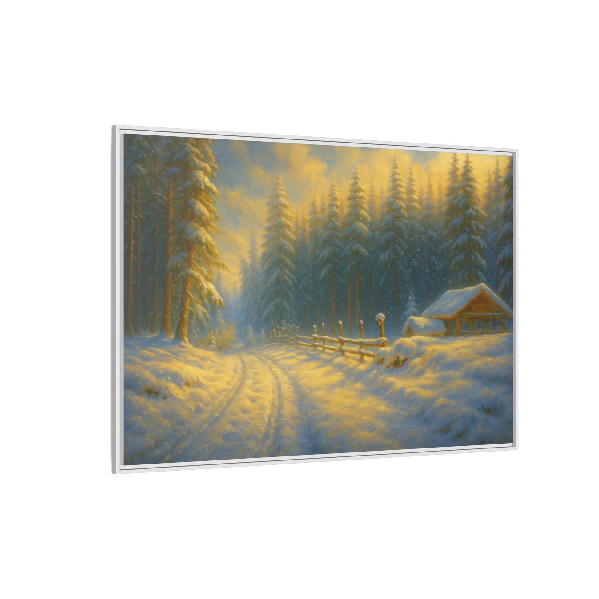 Wall Art Print, Winter Cabin Decor, Nature Scene, Holiday Gift, Cabin Vibes, Christmas Decoration, Matte Canvas, Framed - TRV