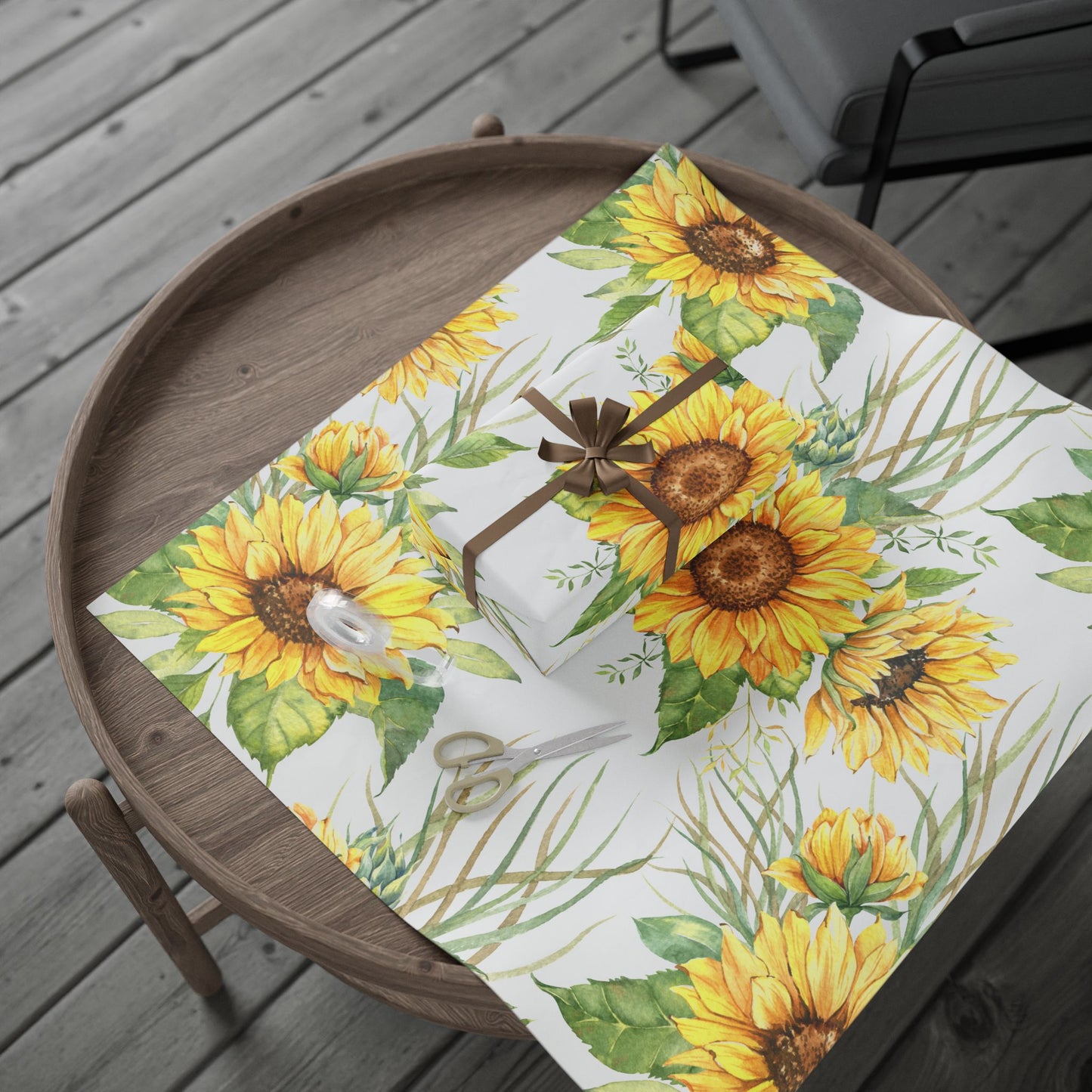 Sunflower Wrapping Paper Roll — Floral Gift Wrap for Birthdays, Mother's Day & Spring Celebrations