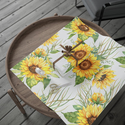 Sunflower Wrapping Paper Roll — Floral Gift Wrap for Birthdays, Mother's Day & Spring Celebrations