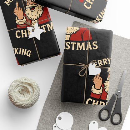 Funny Christmas Wrapping Paper, Holiday Gift Wrap, Humorous Santa Design, Unique Festive Paper, Xmas Present Wrapping - TRV