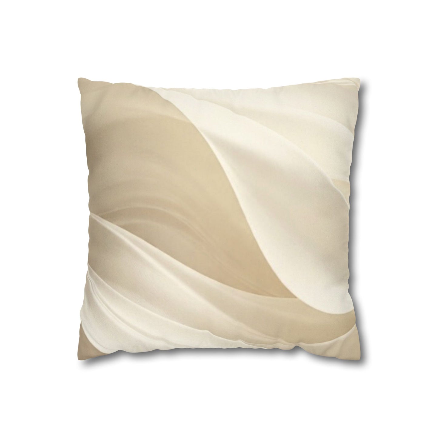 Beige Abstract Wave Pillowcase | Faux Suede Square Pillow Cover
