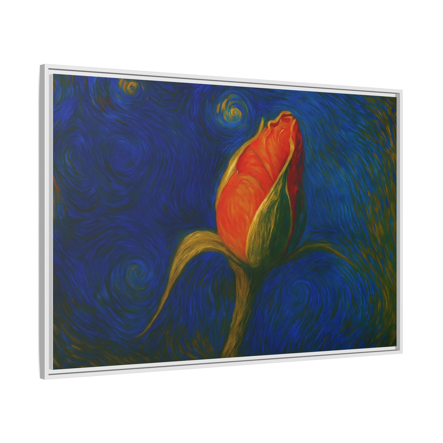 Red Rose Bud Painting Canvas Framed | Matte Wall Art - TRV