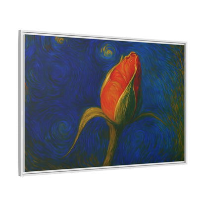 Red Rose Bud Painting Canvas Framed | Matte Wall Art - TRV