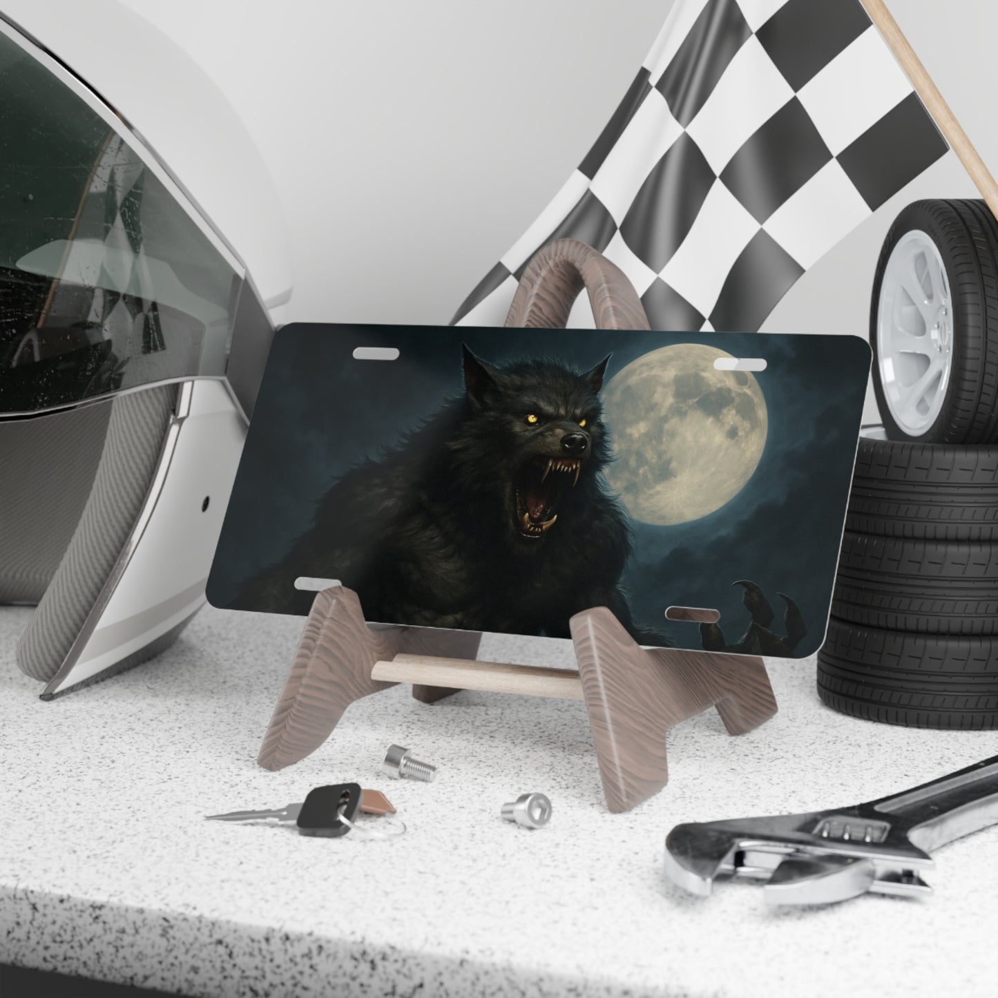 Mysterious Werewolf Vanity Plate, Decorative Car License, Personalized Gift for Car Lovers, Perfect for Halloween Decor, Unique Auto [...] - TRV