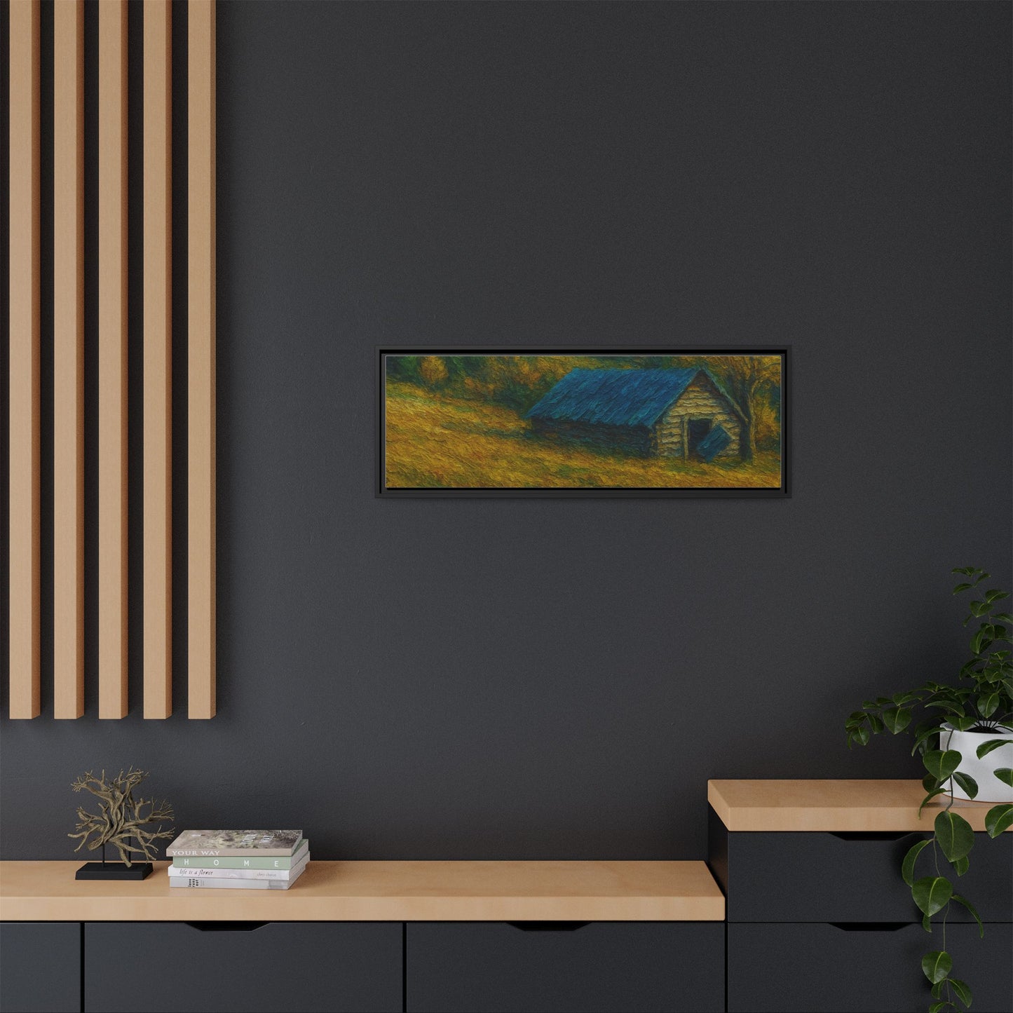 Framed Matte Canvas Print, Rustic Artwork, Farmhouse Decor, Nature Wall Art, Gift for Home, Autumn Decor, Landscape Painting