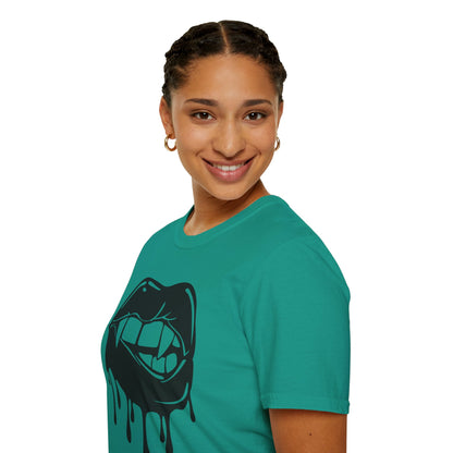 Edgy Graphic Unisex T-Shirt - Dripping Mouth Design, Cool Tee, Trendy Shirt, Hipster Top, Streetwear, Alternative Fashion, Holiday Gift