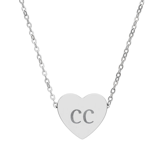 Engraved Heart Necklace — Personalized Initials Pendant - TRV