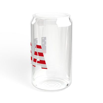 Patriotic USA Sipper Glass, 16oz — American Flag Straw Tumbler