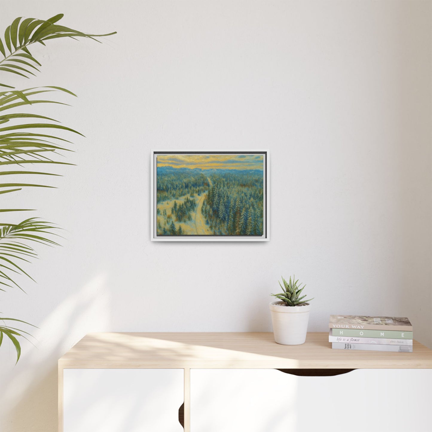 Framed Matte Canvas Art Print, Tranquil Forest Landscape, Home Decor for Nature Lovers, Wall Art for Living Room, Gift for Art Enthusiasts - TRV