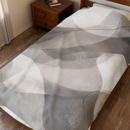 Neutral Abstract Watercolor Blanket | Modern Geometric Waves Throw