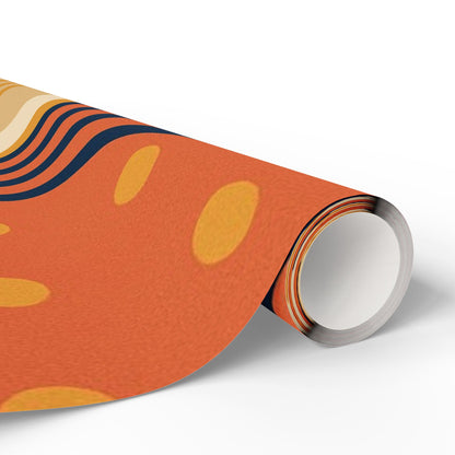Abstract Retro Wave Wrapping Paper Roll — Mid-Century Geometric Gift Wrap