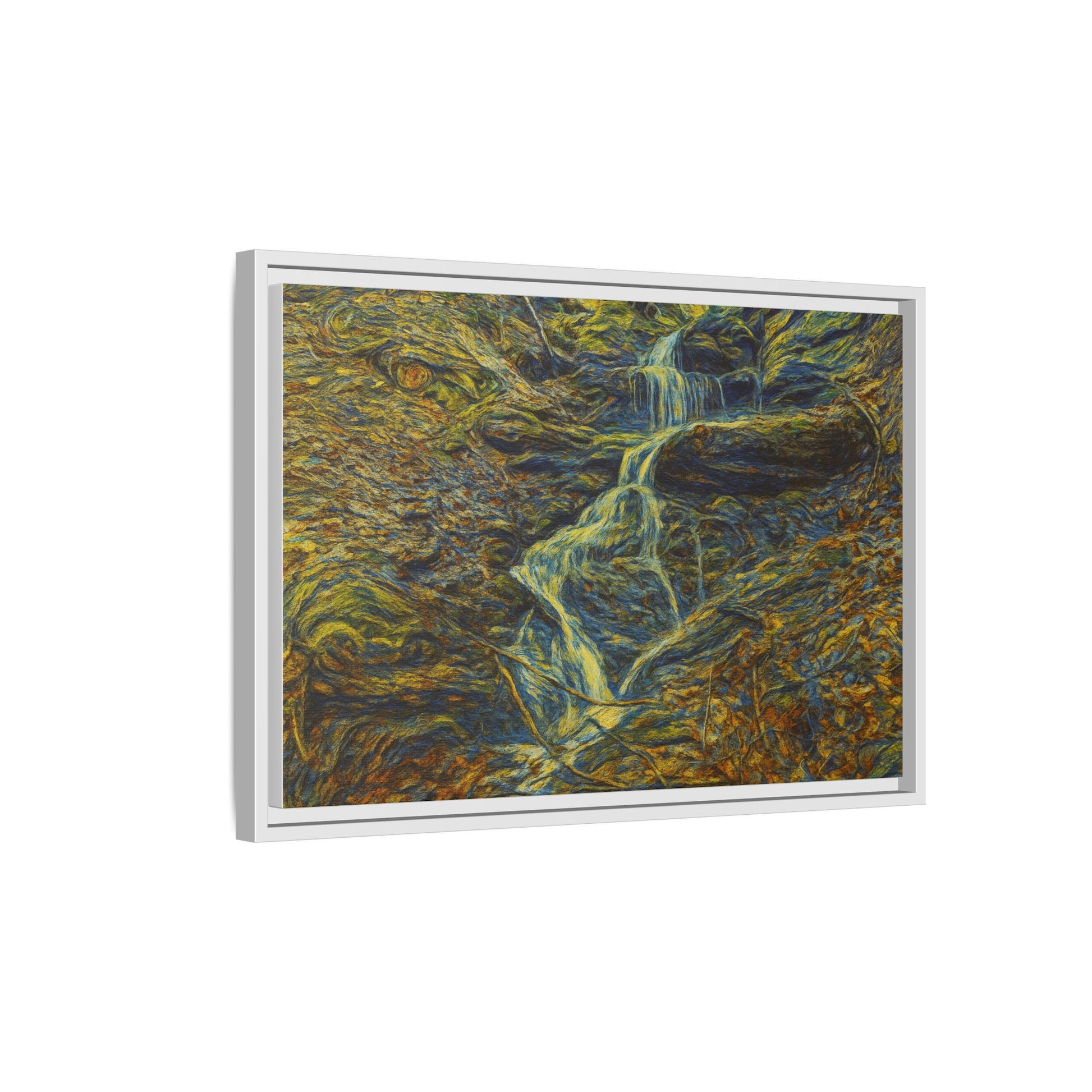Van Gogh Style Framed Matte Canvas Art Print - Nature-Inspired Wall Decor, Abstract Waterfall Artwork, Home Office Decoration - TRV