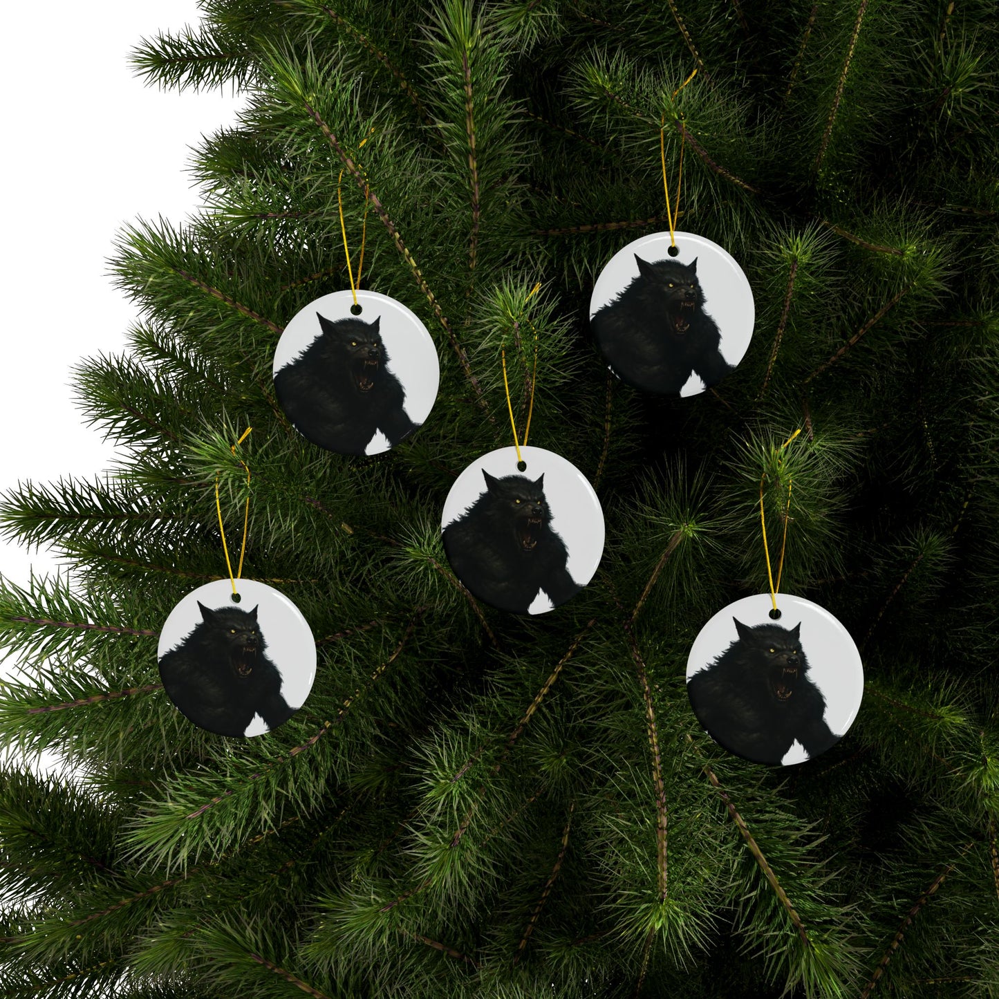 Ceramic Ornament - Fierce Werewolf Design, Perfect for Halloween, Spooky Decor, Unique Gifts, 2-Side Print