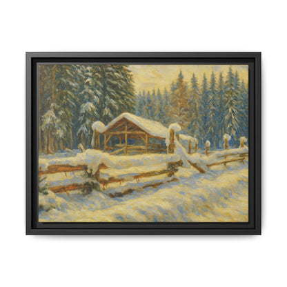 Winter Landscape Framed Canvas Art | Cozy Home Decor | Wall Art for Living Room, Bedroom, Holiday Gift, Rustic Vibes, Art Print - TRV