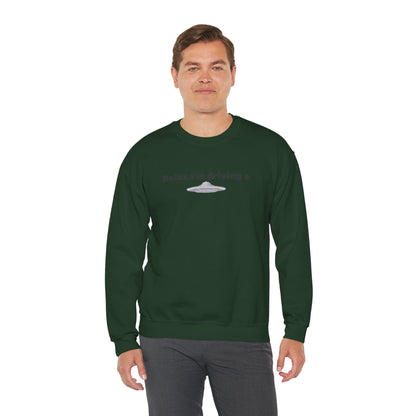 Relaxing UFO Driving Sweatshirt, Funny Gift for UFO Lovers, Unisex Crewneck Pullover, Casual Wear, Space Enthusiast Apparel