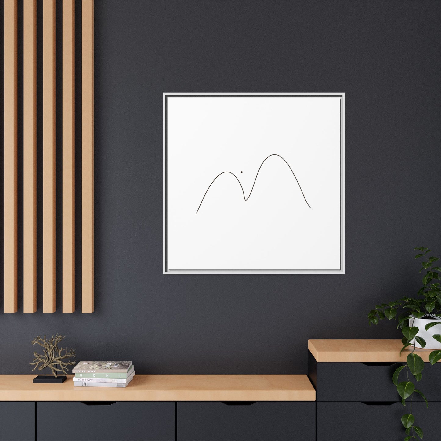 Minimal Line Mountains Matte Canvas Framed