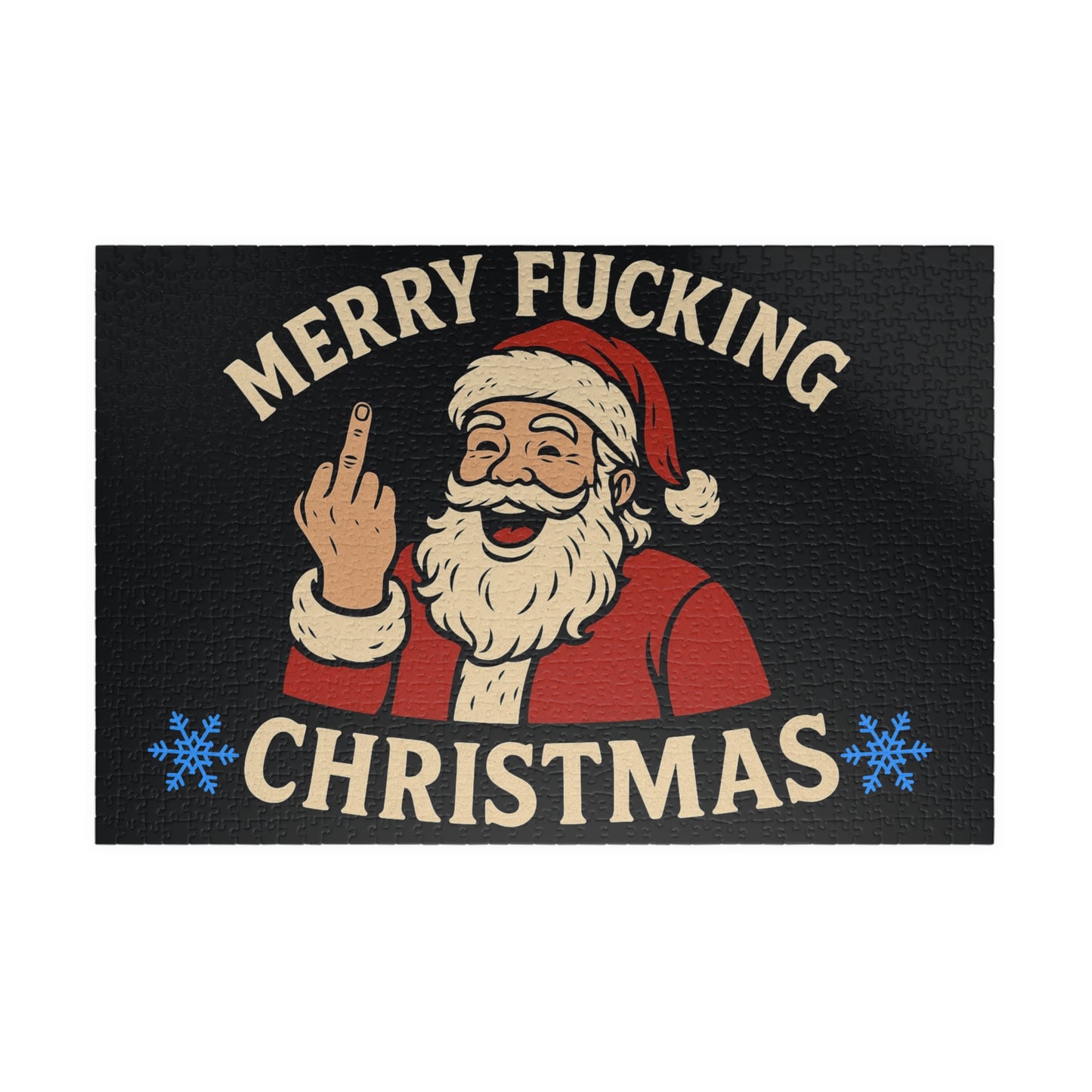 Irreverent Merry Christmas Puzzle | Santa Middle Finger Holiday Jigsaw
